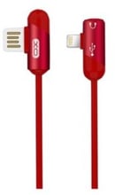 XO USB Cable to Lightning Audio Adapter L-shape 2.4A 1m Red (NB38)