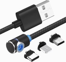 XOKO USB Cable to Lightning/microUSB/USB-C Magneto Game 1m Black (SC-370MGNT-BK)