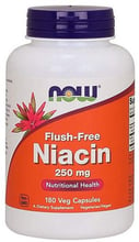 NOW Foods Flush-Free Niacin 250 mg Ниацин (Витамин В-3) 180 веганских капсул