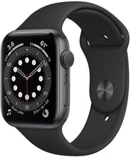 Apple Watch Series 6 44mm GPS Space Gray Aluminum Case with Black Sport Band (M00H3)