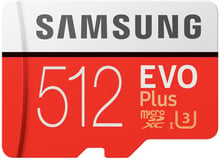 Samsung 512GB microSDXC Class 10 UHS-I U1 Evo Plus + adapter (MB-MC512HA/RU)