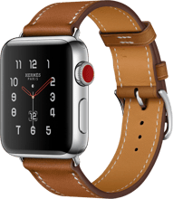 Apple Watch Series 3 Hermes 38mm GPS+LTE Stainless Steel Case with Fauve Barenia Leather Single Tour (MQLM2)