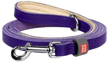 Поводок Waudog Classic для котов и мелких собак кожаный фиолетовый XXS-XS 12 мм/122 см (60329)