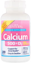 21st Century Calcium 500 + D3 Plus Extra D3, 200 Tablets