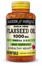 Mason Natural Flax Seed Oil 1000 mg Omega 3-6-9 Льняное масло 1000 мг Омега 3-6-9 100 гелевых капсул (Рыбий жир, Жирные кислоты)(79007128)Stylus approved