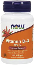 Now Foods Vitamin D-3 400 IU Softgels 180 caps