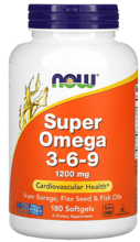 NOW Foods Super Omega 3-6-9 1200 mg 180 soft gel Супер Омега 3-6-9