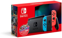 Nintendo Switch OLED with Neon Blue and Neon Red Joy-Con Mario Kart 8 Deluxe Bundle