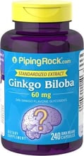 Piping Rock Ginkgo Biloba Standardized Extract 60 mg 240 caps Экстракт гинко билоба (стандартизованный)
