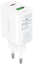 Acefast Wall Charger USB-C+USB A25 20W White
