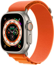 Apple Watch Ultra GPS + Cellular 49mm Titanium Case with Orange Alpine Loop - Small (MNHH3)