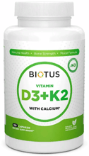 Biotus Vitamin D3 Plus K2 with Calcium Витамин D3 плюс К2 с Кальцием 120 капсул