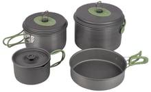 Набір посуду Bo-Camp Explorer 4 Pieces Hard Anodized Grey/Green (2200244) (DAS301407)