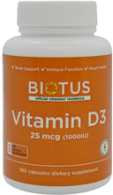 Biotus Vitamin D3, 1000 ME, 180 Capsules (BIO-530067)
