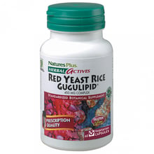Natures Plus Herbal Actives Red Yeast Rice Gugulipid 60 caps Красный дрожжевой рис + Гуггулстероны