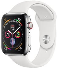 Apple Watch Series 5 44mm GPS+LTE Stainless Steel Case with White Sport Band
