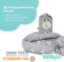 Комплект постельного белья Papaella Панда для младенцев, серая (8-33346)