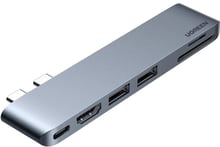 Ugreen Adapter CM380 Dual USB-C to HDMI+2xUSB 3.0 A+SD+USB-C Space Gray (80856)