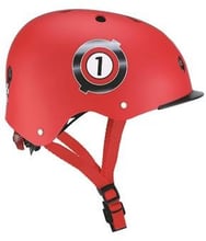 Шлем защитный детский GLOBBER, Гонки красный, с фонариком, 48-53см (XS/S)