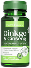 Earth‘s Creation Ginkgo and Ginseng Гинкго билоба и женьшень 60 таблеток