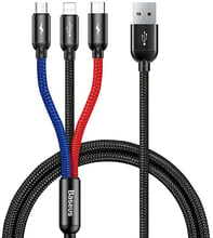 Baseus USB Cable to Lightning/microUSB/USB-C Three Primary Colors 30сm Black (CAMLT-ASY01)