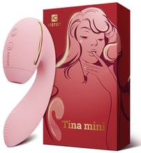 Вакуумний вібратор KisToy Tina Mini Pink, вагінально-кліторальний