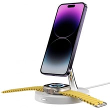 SwitchEasy Wireless Charger MagPower 2-in-1 White (SCGIWA117WH22) for iPhone 15 I 14 I 13 I 12 series, Apple Watch and Apple AirPods