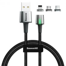 Baseus USB Cable to Lightning/microUSB/USB-C Zinc magnetic Kit 2m Black (TZCAXC-B01)