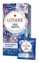 Lovare 1001 NIGHTS бленд черного и зеленого чая с фруктами и цветами 24х2 г пакетированный (4820097816508)