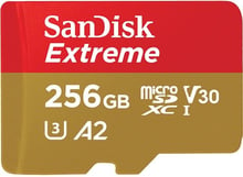 SanDisk 256GB microSDXC Class 10 UHS-I U3 V30 A2 Extreme + adapter (SDSQXA1-256G-GN6MA)