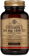 Solgar Vitamin E 400 IU Mixed Softgels Витамин Е, смесь токоферолов 50 капсул