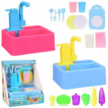 Кухонная мойка BK Toys 2 цвета, течет водичка, с посудой, с набором продуктов (YJ188191449)