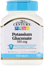 21st Century Potassium Gluconate, 595 mg, 110 Tablets