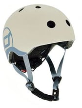 Шлем защитный детский Scoot&Ride светло-серый, с фонариком, 45-51см (XXS/XS)