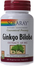 Solaray Ginkgo Biloba Leaf Extract, 60 mg, 60 Vegetarian Capsules (SOR-03600)