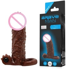 Насадка-презерватив с вибрацией LYBAILE Brave Man, коричневая (BI-016010)