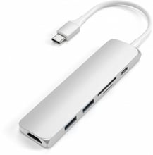 Satechi Adapter USB-C to micro SD+SD+2xUSB3.0+USB-C Silver (ST-SCMA2S)
