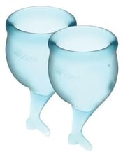Набор менструальных чаш Satisfyer Feel Secure (light blue), 15мл и 20мл, мешочек для хранения
