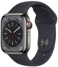 Apple Watch Series 8 41mm GPS+LTE Graphite Stainless Steel Case with Midnight Sport Band (MNJJ3)