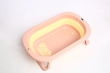 Ванночка складная Babyhood Комфорт Плюс с термометром розовая + Горка натяжная для купания Слоненок (ВН-328PY+BH-212E)