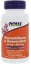 Now Foods Pterostilbene & Resveratrol 50 mg / 250 mg 60 veg caps
