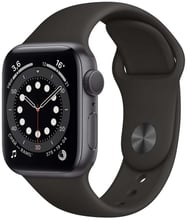 Apple Watch Series 6 44mm GPS + LTE Space Gray Aluminum Case with Black Sport Band (M07H3)