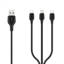 XO USB Cable to Lightning/microUSB/USB-C 2A 1m Black (NB103)