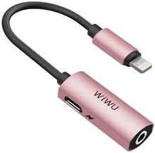WIWU Adapter LTO1 Lightning to Lightning+Mini-jack 3.5 0.13m Rose Gold