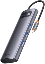 Baseus Adapter Metal Gleam Series USB-C to 2xHDMI+3xUSB3.0+PD+SD+TF Grey (WKWG050113)