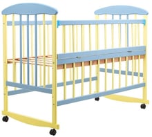 Детская кроватка Наталка ОЖБО желто-голубая (680687)