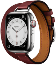 Apple Watch Series 7 Hermes 41mm GPS+LTE Silver Stainless Steel Case with with Attelage Double Tour Rouge H