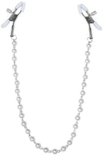 Затискачі для сосків з перлами Feral Feelings - Nipple clamps Pearls, срібло / білий