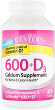 21st Century 600 + D3 Calcium Supplement, 600 mg/800IU 400 tablets