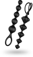 Satisfyer Beads Silicone black - анальные шарики, 20.5х3.4 см, черный